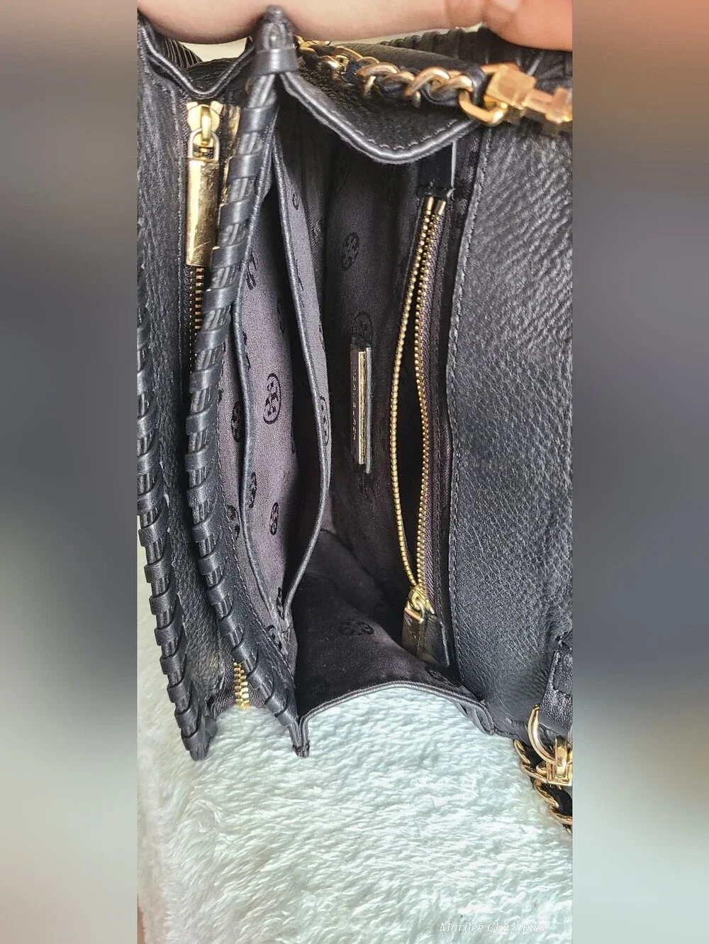 Tory Burch Black Whipstitch Leather Crossbody Bag